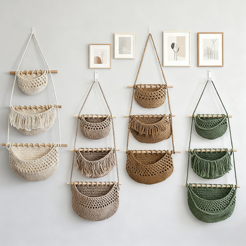Woven Wall Basket - Ręcznie Pleciony Bawełniany Stojak na Rzeczy