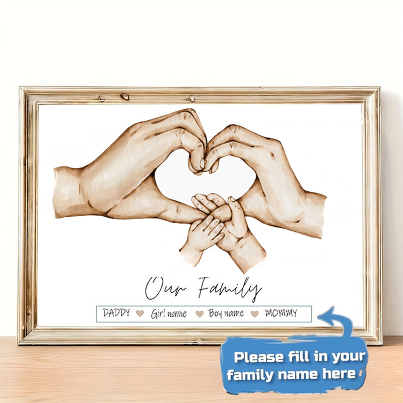 Home Decor Japandi - Personalizowany, spersonalizowany plakat rodzinny z imionami,