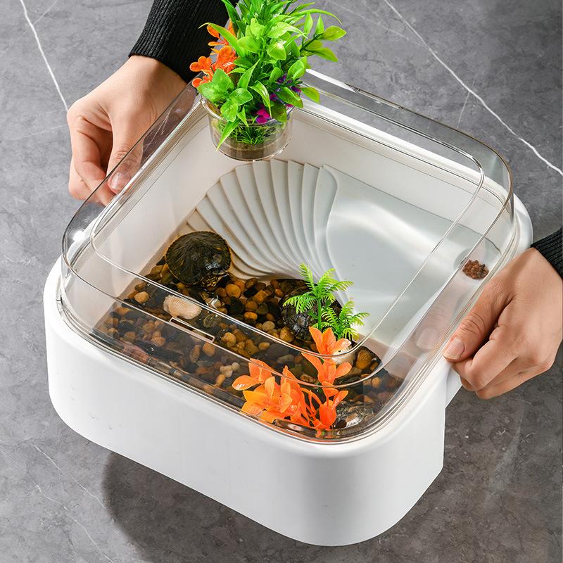 Home Decor Habitat - Przezroczysty terrarium dla żółwi z platformą