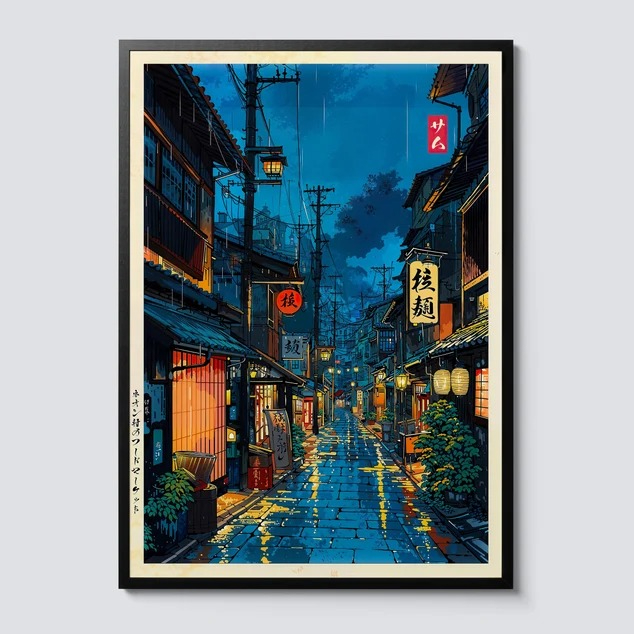 Home Decor Japandi - Japońska herbaciarnia w Tokio, kreskówkowy obraz