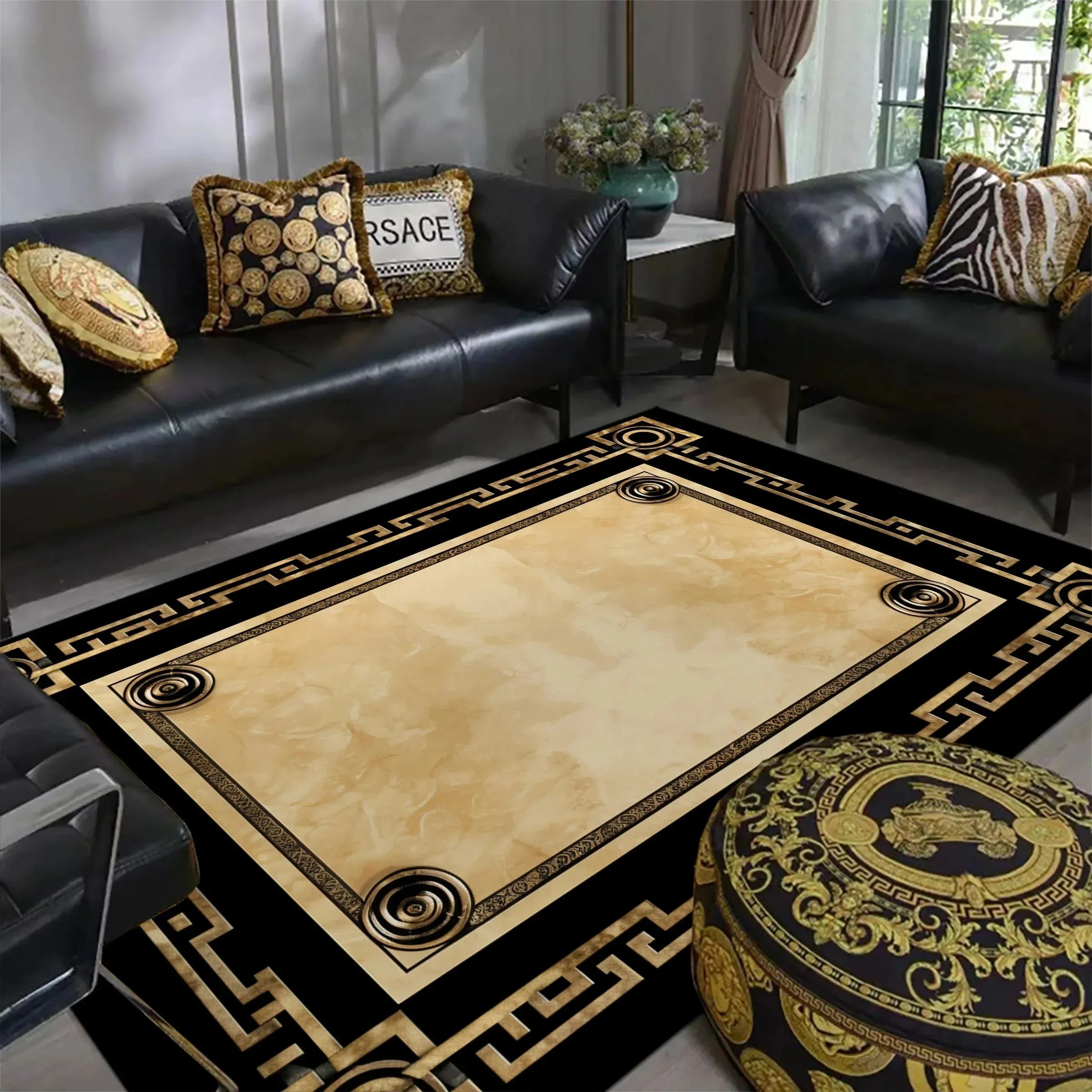 Home Decor Ig - EGM 2025 Luksusowy Czarno-Złoty Duży Dywan