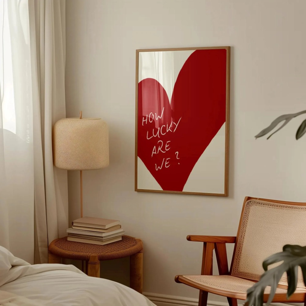 Home Decor How To - Jak Szczęśliwi Jesteśmy Różowo-Czerwony Plakat na