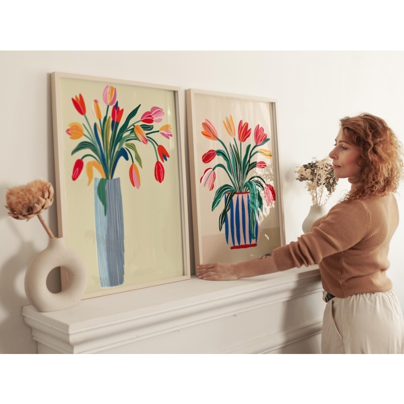 2 szt. Obrazów na płótnie z tu – Home Decor Vase With Flowers recenzja i cena