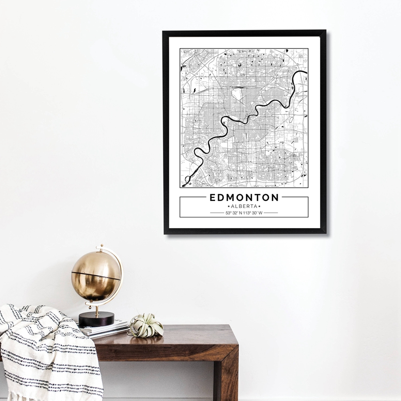 Edmonton Alberta mapa czarny b – Home Decor Canada recenzja i cena